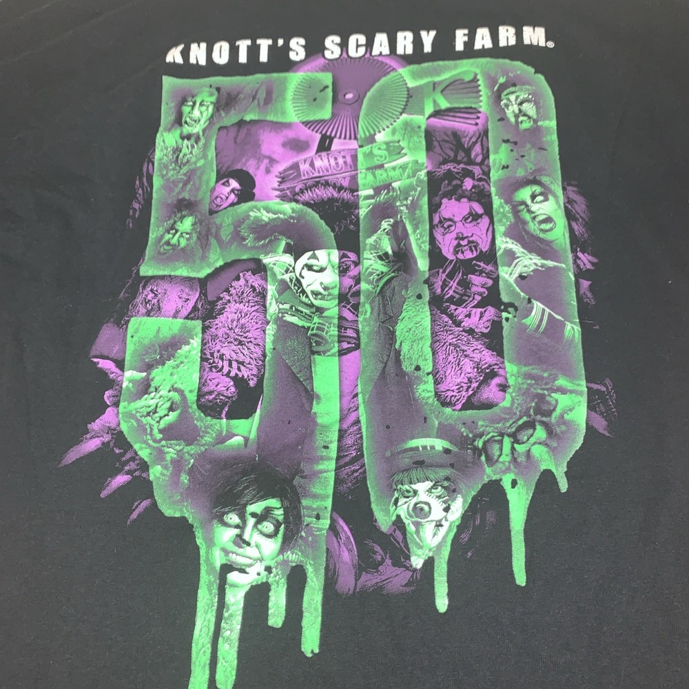 Knotts Scary Farm‎ 50th Anniversary Monster Mashup GITD  T-shirt Size L